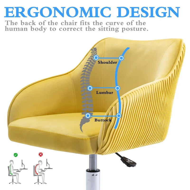 Chaise de bureau ergonomique réglable en velours