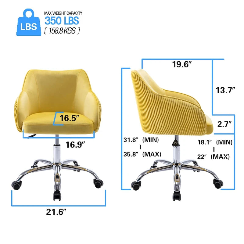Chaise de bureau ergonomique réglable en velours