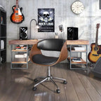 Chaise de bureau réglable en bois et métal du milieu du siècle