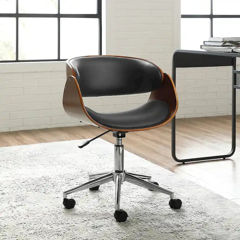 Chaise de bureau réglable en bois et métal du milieu du siècle