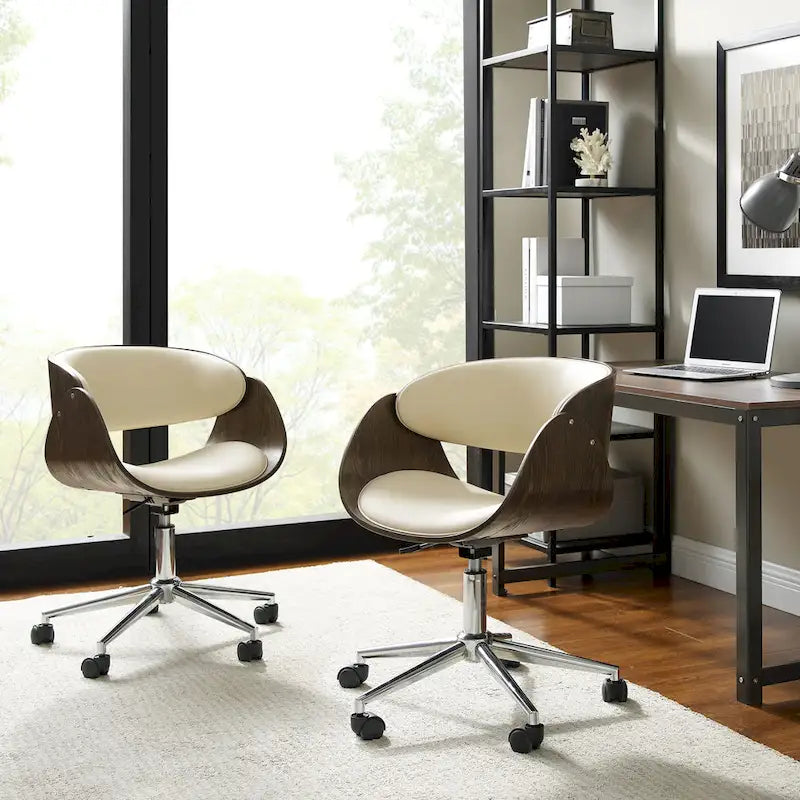 Chaise de bureau réglable en bois et métal du milieu du siècle