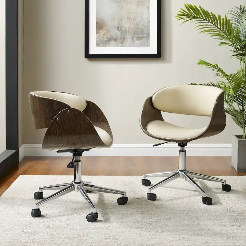 Chaise de bureau réglable en bois et métal du milieu du siècle