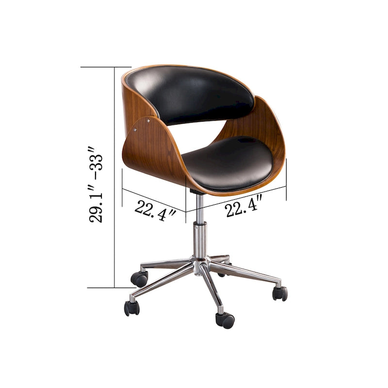Chaise de bureau réglable en bois et métal du milieu du siècle