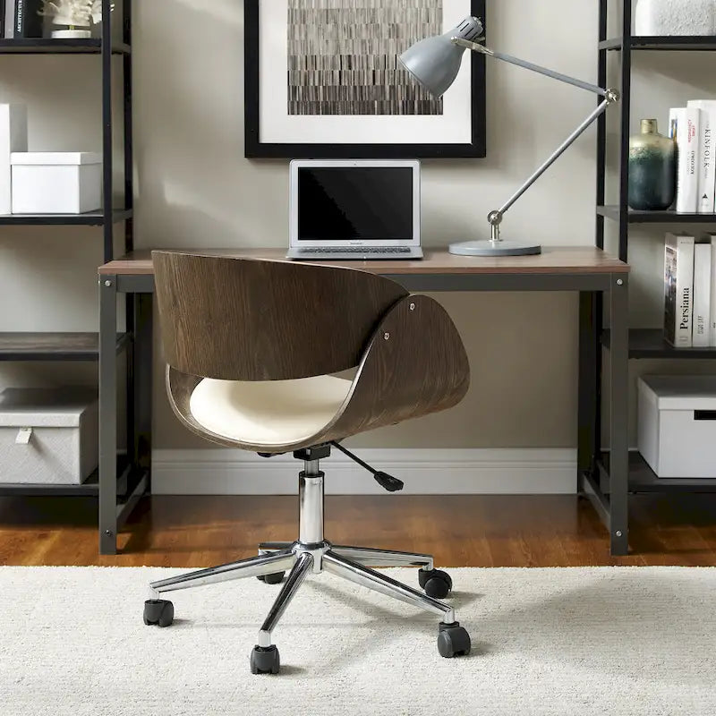 Chaise de bureau réglable en bois et métal du milieu du siècle