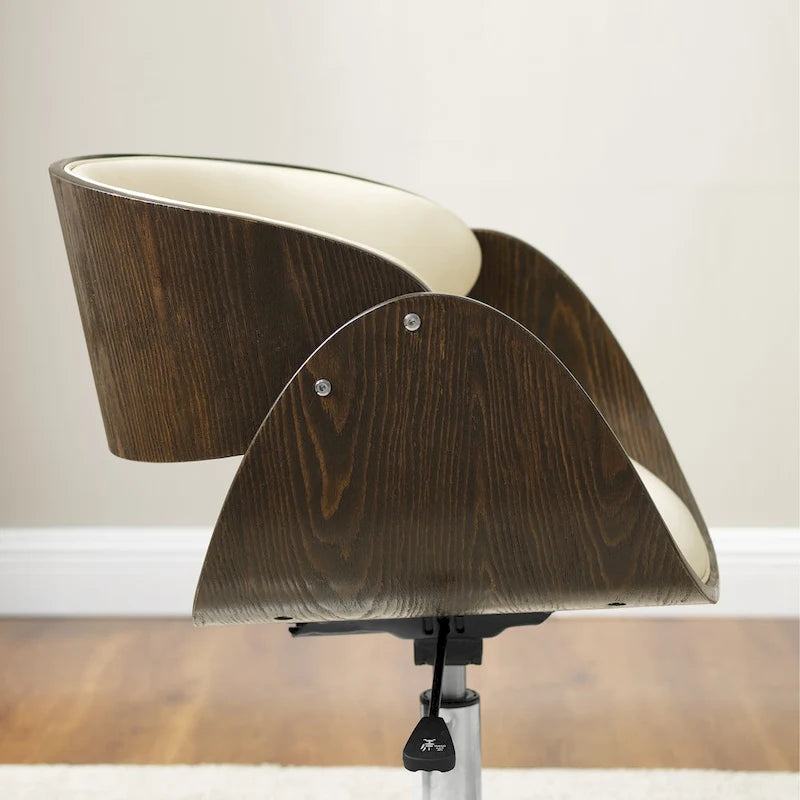 Chaise de bureau réglable en bois et métal du milieu du siècle