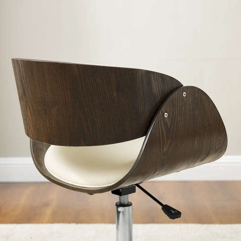 Chaise de bureau réglable en bois et métal du milieu du siècle