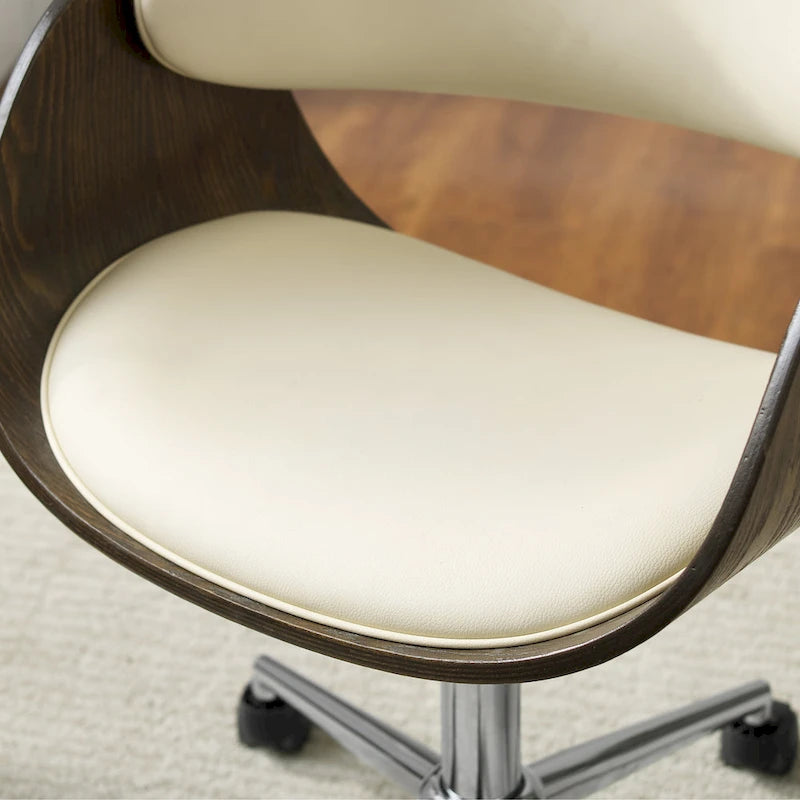 Chaise de bureau réglable en bois et métal du milieu du siècle
