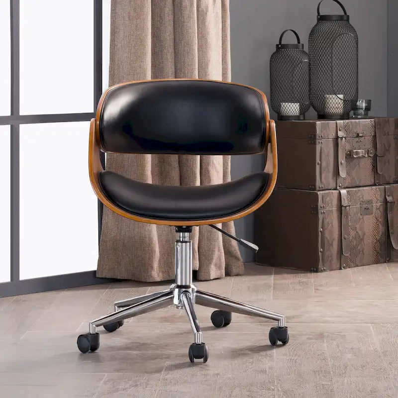 Chaise de bureau réglable en bois et métal du milieu du siècle