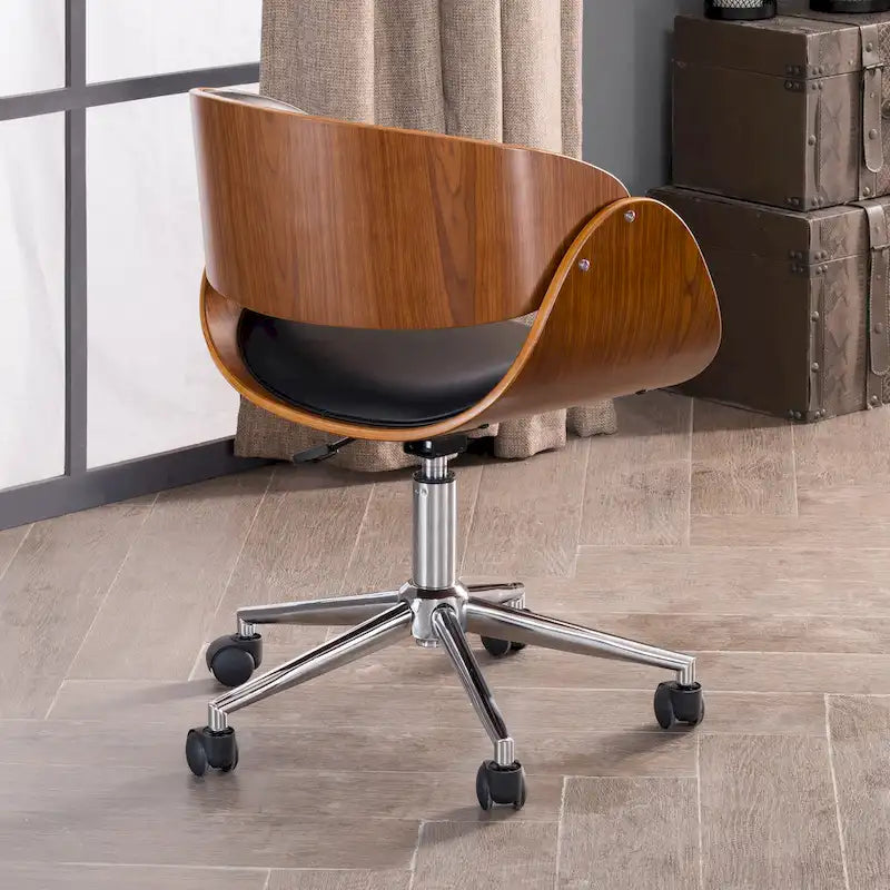 Chaise de bureau réglable en bois et métal du milieu du siècle