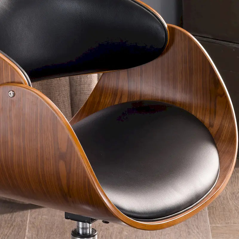 Chaise de bureau réglable en bois et métal du milieu du siècle