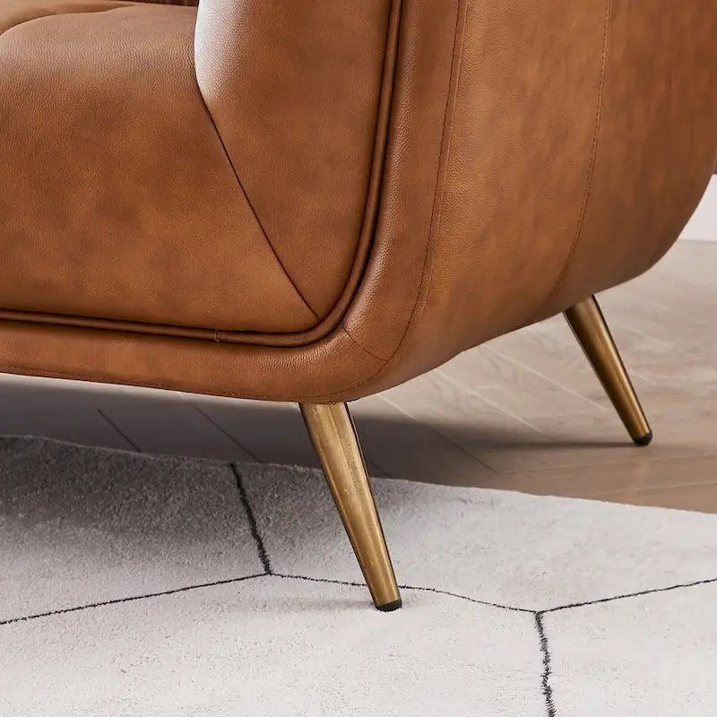 Canapé d'angle Kameron de luxe moderne Chesterfield en cuir véritable couleur Cognac Tan