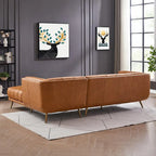 Canapé d'angle Kameron de luxe moderne Chesterfield en cuir véritable couleur Cognac Tan