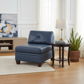 Fauteuil sans accoudoirs modulaire 37 pouces, similicuir bleu, bois massif