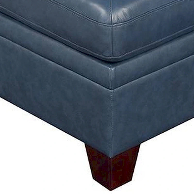 Fauteuil sans accoudoirs modulaire 37 pouces, similicuir bleu, bois massif