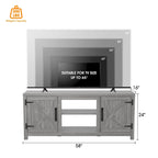 Meuble console de rangement pour entrée, meuble TV style porte de grange de ferme de 58 po – 58 po de large