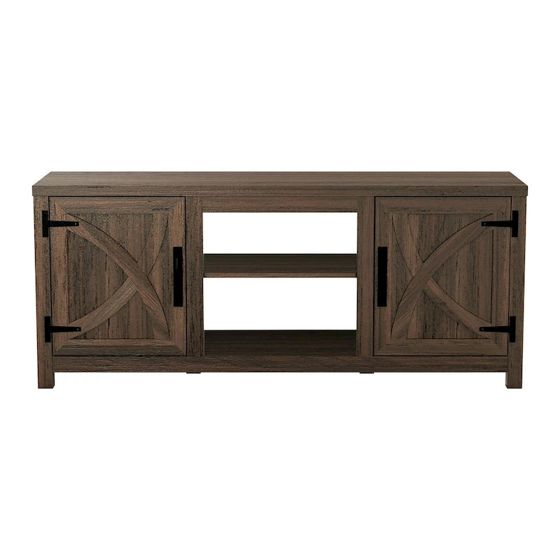 Meuble console de rangement pour entrée, meuble TV style porte de grange de ferme de 58 po – 58 po de large