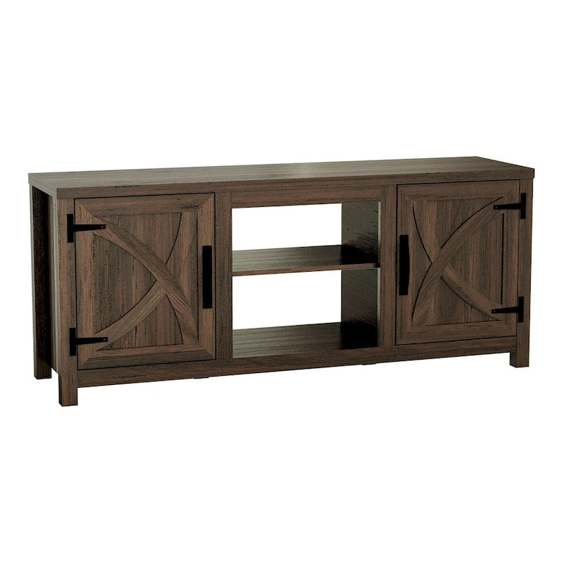 Meuble console de rangement pour entrée, meuble TV style porte de grange de ferme de 58 po – 58 po de large