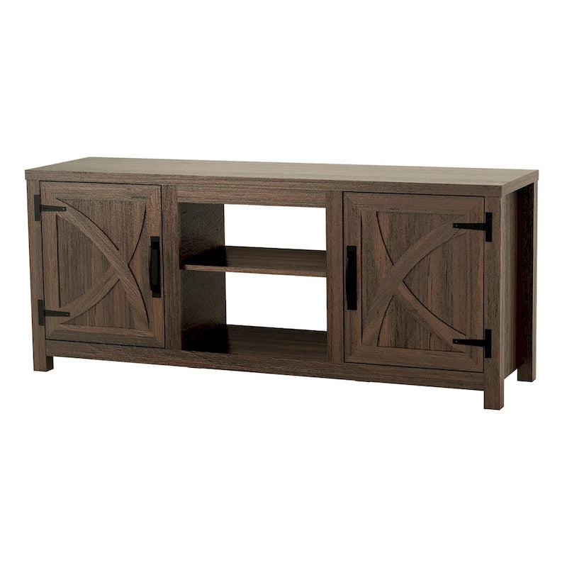 Meuble console de rangement pour entrée, meuble TV style porte de grange de ferme de 58 po – 58 po de large