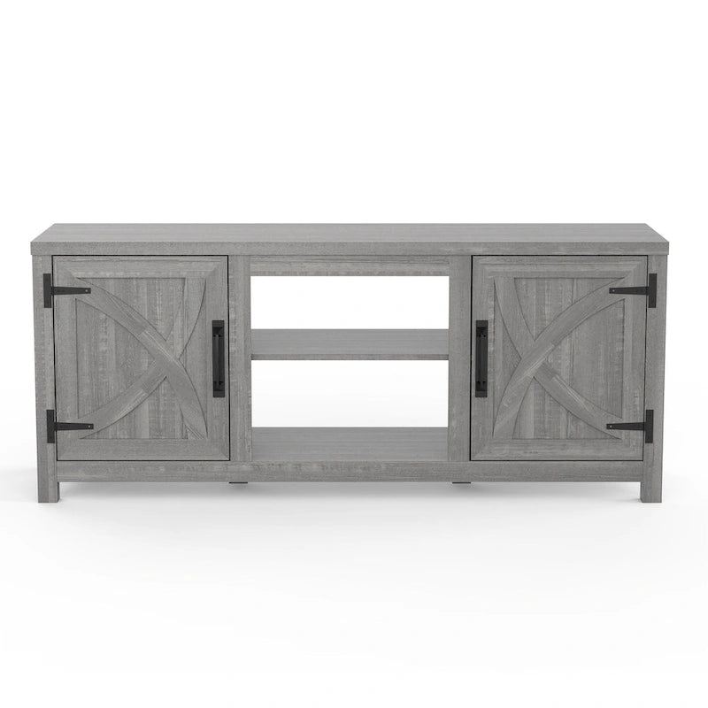 Meuble console de rangement pour entrée, meuble TV style porte de grange de ferme de 58 po – 58 po de large