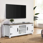 Meuble console de rangement pour entrée, meuble TV style porte de grange de ferme de 58 po – 58 po de large