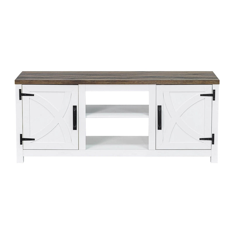 Meuble console de rangement pour entrée, meuble TV style porte de grange de ferme de 58 po – 58 po de large