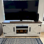 Meuble console de rangement pour entrée, meuble TV style porte de grange de ferme de 58 po – 58 po de large