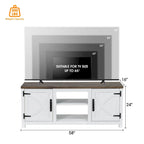 Meuble console de rangement pour entrée, meuble TV style porte de grange de ferme de 58 po – 58 po de large
