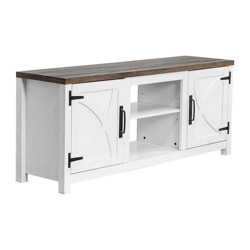 Meuble console de rangement pour entrée, meuble TV style porte de grange de ferme de 58 po – 58 po de large
