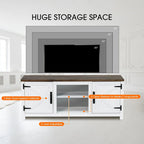 Meuble console de rangement pour entrée, meuble TV style porte de grange de ferme de 58 po – 58 po de large