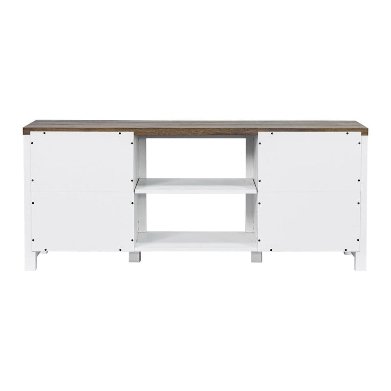 Meuble console de rangement pour entrée, meuble TV style porte de grange de ferme de 58 po – 58 po de large