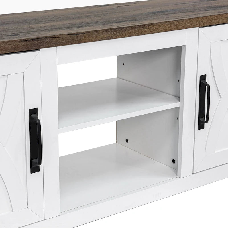 Meuble console de rangement pour entrée, meuble TV style porte de grange de ferme de 58 po – 58 po de large