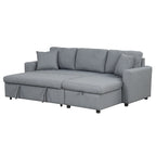 Canapé d'angle convertible rembourré avec espace de rangement et 2 coussins de décoration