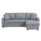 Canapé d'angle convertible rembourré avec espace de rangement et 2 coussins de décoration