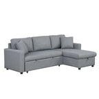 Canapé d'angle convertible rembourré avec espace de rangement et 2 coussins de décoration