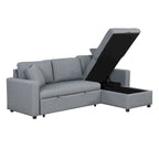 Canapé d'angle convertible rembourré avec espace de rangement et 2 coussins de décoration