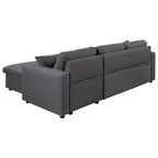 Canapé d'angle convertible rembourré avec espace de rangement et 2 coussins de décoration