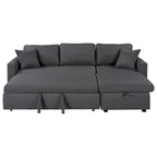 Canapé d'angle convertible rembourré avec espace de rangement et 2 coussins de décoration