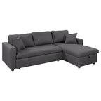 Canapé d'angle convertible rembourré avec espace de rangement et 2 coussins de décoration