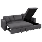 Canapé d'angle convertible rembourré avec espace de rangement et 2 coussins de décoration