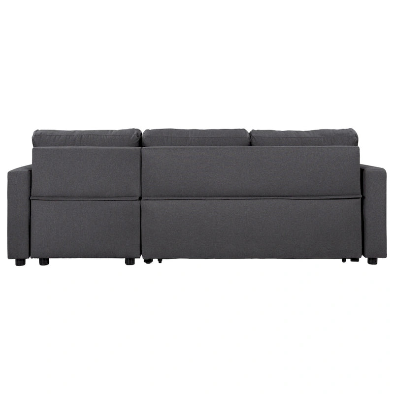 Canapé d'angle convertible rembourré avec espace de rangement et 2 coussins de décoration