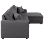 Canapé d'angle convertible rembourré avec espace de rangement et 2 coussins de décoration