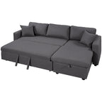 Canapé d'angle convertible rembourré avec espace de rangement et 2 coussins de décoration