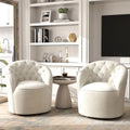 Fauteuil pivotant en velours avec dossier capitonné (beige / marine / noir / orange)