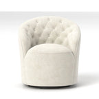 Fauteuil pivotant en velours avec dossier capitonné (beige / marine / noir / orange)