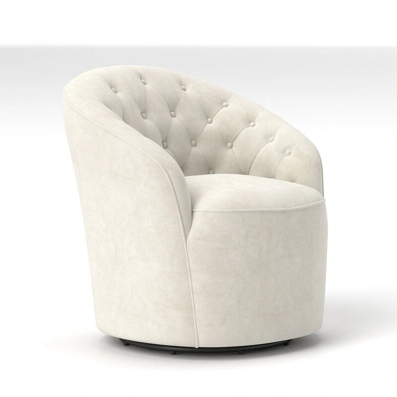 Fauteuil pivotant en velours avec dossier capitonné (beige / marine / noir / orange)