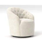 Fauteuil pivotant en velours avec dossier capitonné (beige / marine / noir / orange)