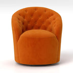 Fauteuil pivotant en velours avec dossier capitonné (beige / marine / noir / orange)
