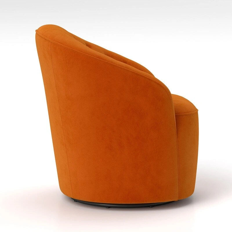 Fauteuil pivotant en velours avec dossier capitonné (beige / marine / noir / orange)