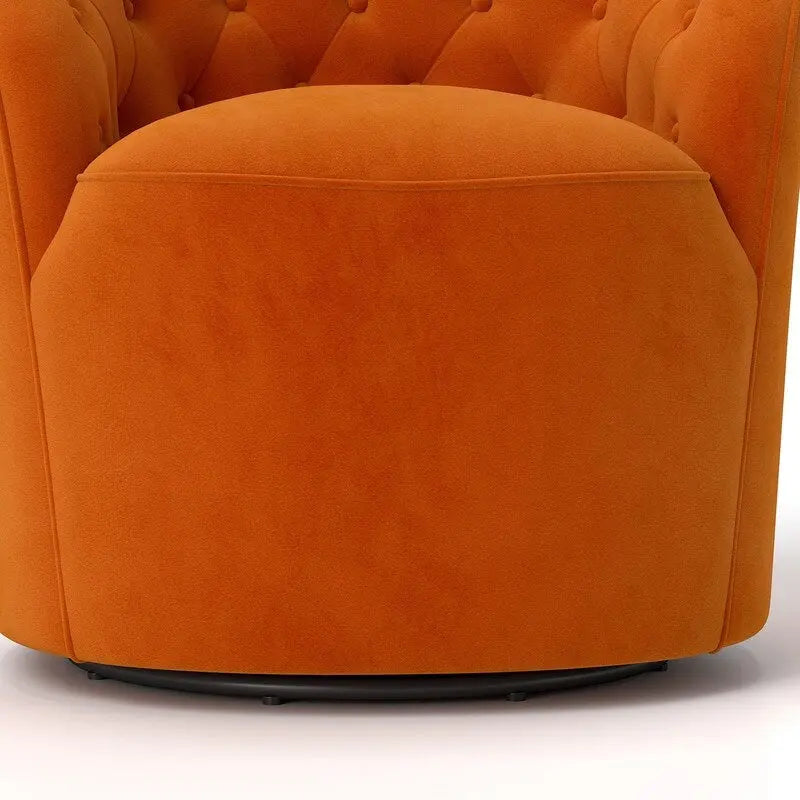 Fauteuil pivotant en velours avec dossier capitonné (beige / marine / noir / orange)