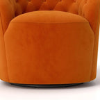 Fauteuil pivotant en velours avec dossier capitonné (beige / marine / noir / orange)